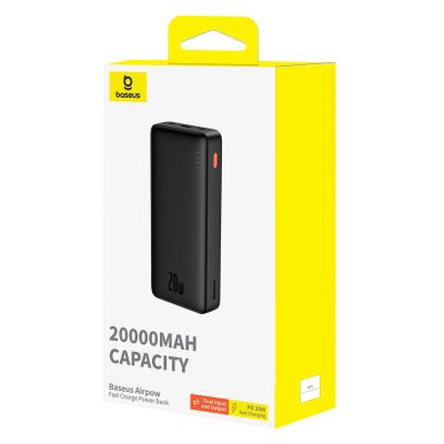 5. Powerbank Baseus Airpow 20W 20000mAh z kablem Baseus Simple Series USB-A - USB-C 50cm - czarny