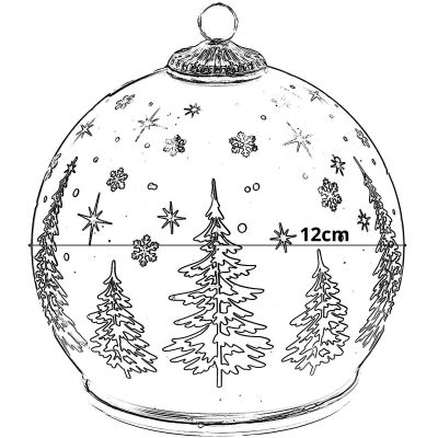 5. BOMBKA DEKORACYJNA SZKLANA LED 12CM ISKRZĄCA KRĘCĄCA SIĘ - WHITE