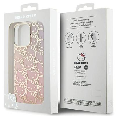 8. Etui Hello Kitty IML Gradient Electrop Crowded Kitty Head na iPhone 14 Pro Max - różowe