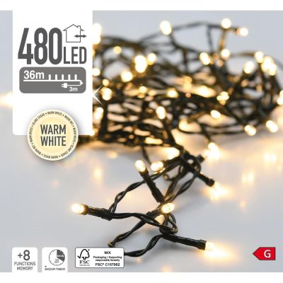 6. LAMPKI CHOINKOWE ŁAŃCUCH ŚWIETLNY 480 LED TIMER CIEPŁY BIAŁY