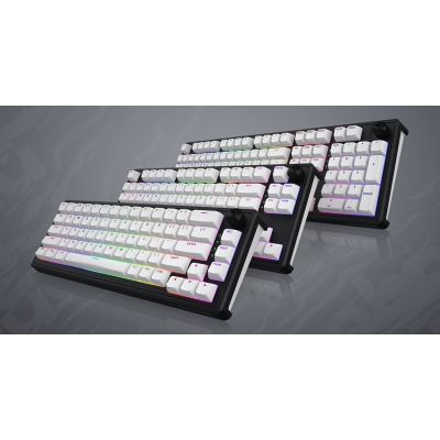 8. HATOR Skyfall Wireless 100 klawiatura Gaming USB + RF Wireless + Bluetooth QWERTY US English Czarny, Biały