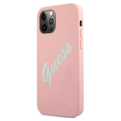 2. Etui Guess Silicone Vintage na iPhone 12 Pro Max - różowo-zielone