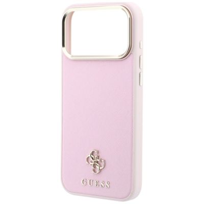 6. Etui Guess Saffiano Small 4G & Classic Logo MagSafe na iPhone 18 Pro / 17 Pro - różowe