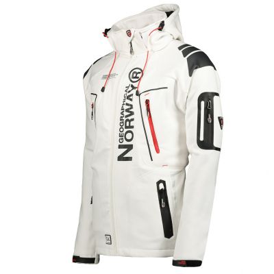 2. Kurtka sportowa męska Geographical Norway Techno MEN 056 BS3 szybkoschnąca z kapturem biała (WU1060H/GN)