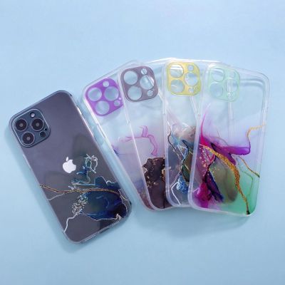 7. Marble Case etui do iPhone 12 Pro Max żelowy pokrowiec marmur pomarańczowy