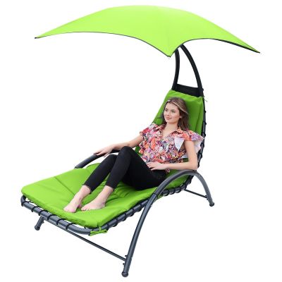 11. LEŻAK FOTEL Z PARASOLEM BERGAMO 200x125x180CM LIMONKA