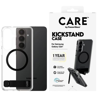 Etui CARE by PanzerGlass Black Kickstand & QI na Samsung Galaxy S26+ - przezroczyste