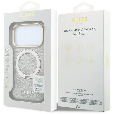 8. Etui Guess Ring Stand 360 4G Classic Logo MagSafe na iPhone 17 Pro Max / 18 Pro Max - różowe
