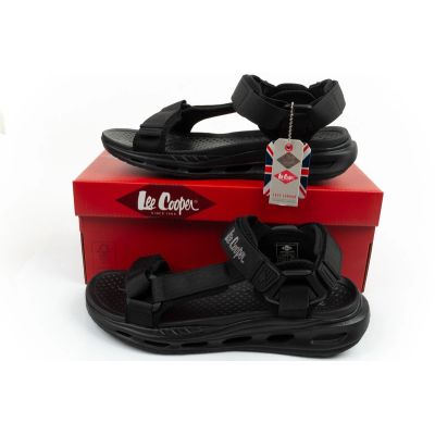 10. Lee Cooper buty męskie sandały na rzepy na lato czarne lekkie