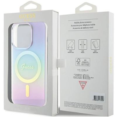 8. Etui Guess IML Iridescent MagSafe na iPhone 15 Pro Max  6.7" - fioletowe