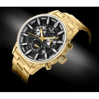 2. Zegarek Męski Giewont Chronograph Sapphire Złoto Czarny GW4580-B4