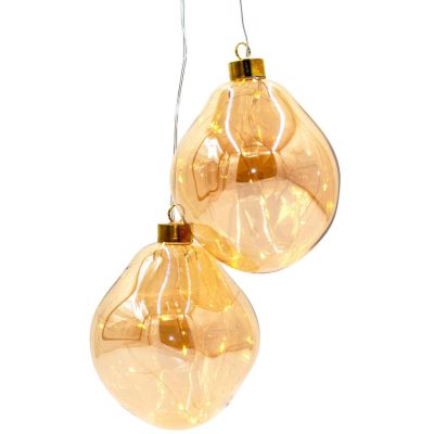 17. BOMBKA FORMÓWKA SZKLANA KROPLA 2SZT LED 12CM GOLD