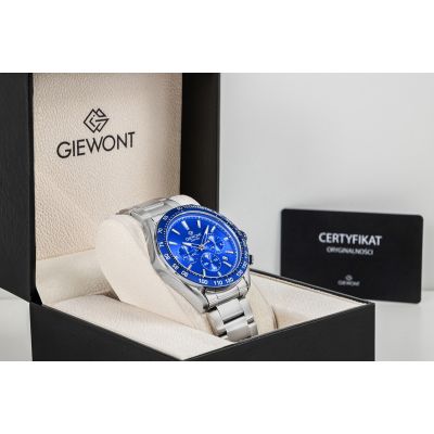 8. Zegarek Męski Giewont Chronograph Sapphire Srebrno Niebieski GW9580-B3
