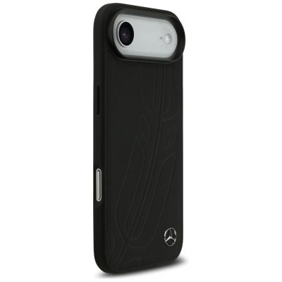4. Etui Mercedes Leather Large Laurel Leave MagSafe na iPhone Air - czarne
