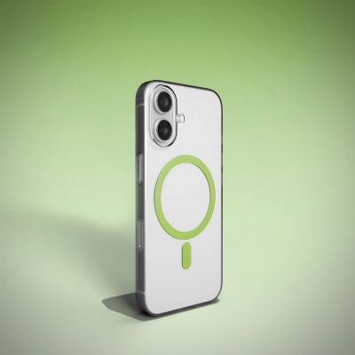 8. Etui Puro Lite Mag TPU+PC kompatybilne z MagSafe na iPhone 17 - przezroczyste z zielonym pierścieniem
