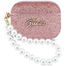 Etui Guess Glitter Pearl Strap na AirPods Pro 3 - różowe