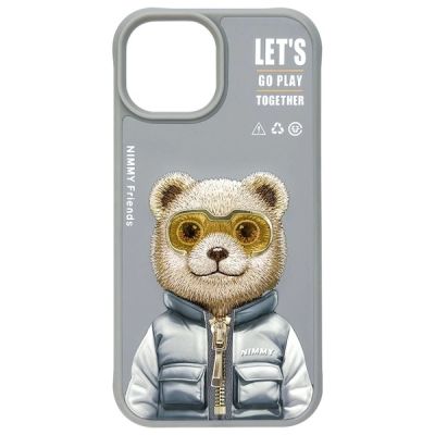 4. Etui Nimmy Cool&Cute 2.0 Bear do iPhone 15 - szare