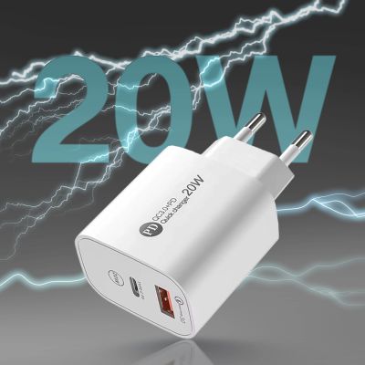 5. Ładowarka sieciowa A6MaxL 20W USB-A USB-C z kablem USB-C - Lightning 1m - biała