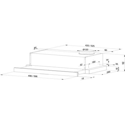 3. Okap teleskopowy MAAN Corona 2 G 50 czarny - front czarne szkło