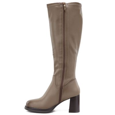 3. Kozaki damskie na obcasie khaki Potocki SZ12861