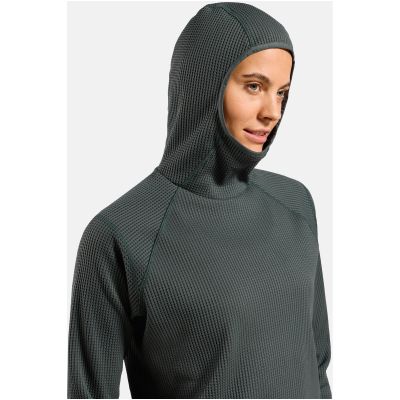 3. Bluza z kapturem Odlo Mid layer hoody CUBIC zielona