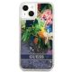 4. Etui Guess Flower Liquid Glitter na iPhone 13 mini - niebieskie