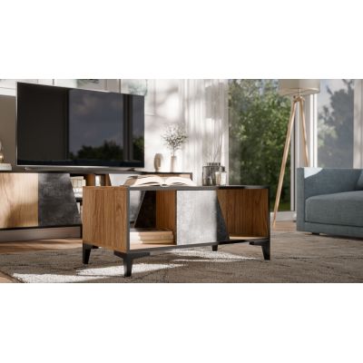 2. Stolik kawowy/ława OVO 90x50xH39 dąb/beton