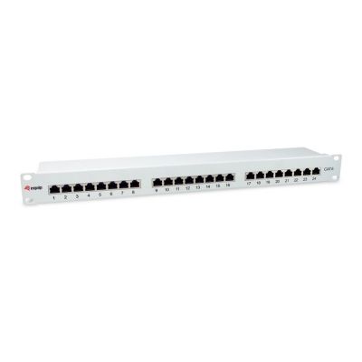 Wyposażenie 19" Patch Panel 24xRJ45 Cat6 FTP 1U 250MHz RAL7035