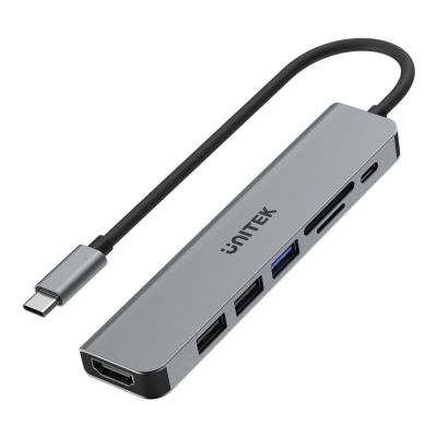 21. UNITEK HUB USB-C 7W1, HDMI 4K, PD 100W, 5GBPS, ALU