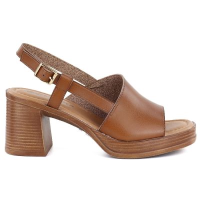 2. Sandały damskie na słupku brązowe Potocki 54324