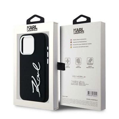 8. Etui Karl Lagerfeld Silicone Metal Script Logo na iPhone 15 Pro Max - czarne