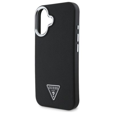 6. Etui Guess Grained Triangle MagSafe na iPhone 16 - czarne