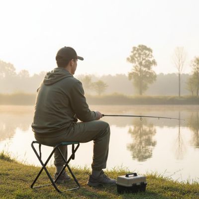 8. KRZESŁO WĘDKARSKIE TURYSTYCZNE TABORET SKŁADANY Z UCHWYTEM REDCLIFFS ZIELONY