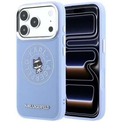 Etui Karl Lagerfeld Point & Choupette Sketch MagSafe na iPhone 18 Pro / 17 Pro - niebieskie