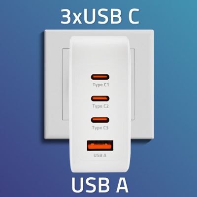 2. Qoltec Ładowarka sieciowa 140W GaN  | 5-20V | 2.5-5A | 3 x USB-C PD | 1 x USB QC 3.0 | Biała