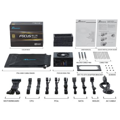 7. Moduł zasilacza Seasonic FOCUS SGX-750 (2021) 750 W 20+4 pin ATX SFX Czarny