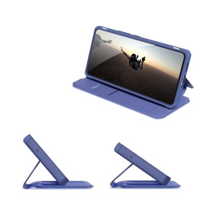 8. DUX DUCIS Skin X kabura etui pokrowiec z klapką Samsung Galaxy A73 niebieski