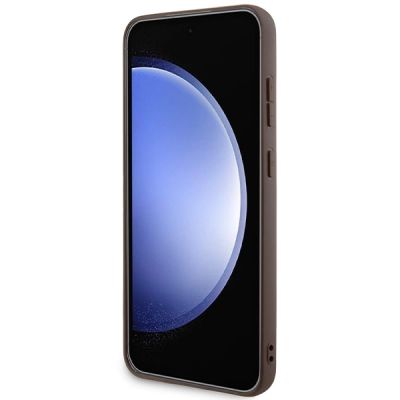 5. Etui Guess 4G Collection Leather Metal Logo MagSafe na Samsung Galaxy S24+ - brązowe