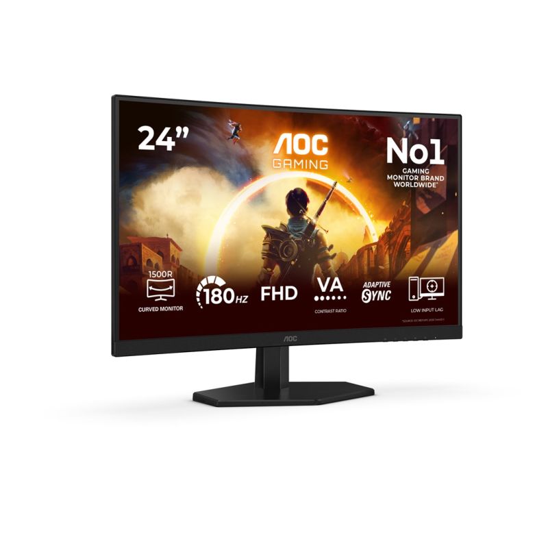 2. AOC G4 23.6" VA FHD 180Hz monitor komputerowy 59,9 cm (23.6") 1920 x 1080 px Full HD LCD Czarny, Czerwony
