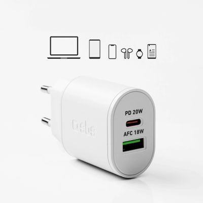 10. Ładowarka sieciowa SBS TETRPD20W 20W USB-A USB-C z Power Delivery - biała