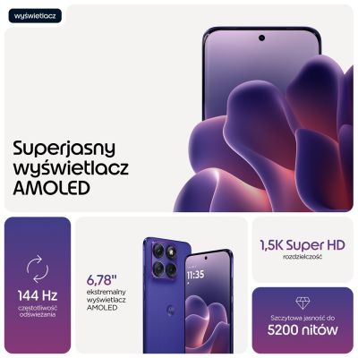 8. Motorola edge 70 fusion 17,2 cm (6.78") Dual SIM Android 16.0 5G USB Type-C 8 GB 256 GB 5200 mAh Fioletowy