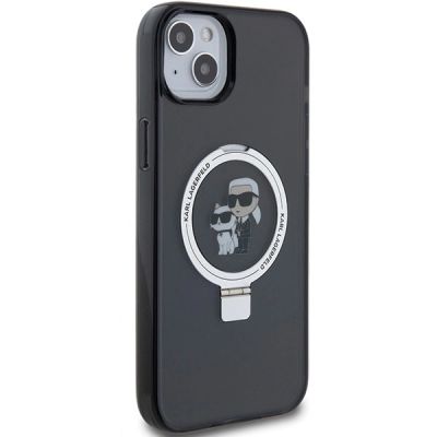 4. Etui Karl Lagerfeld Ring Stand Karl&Choupettte MagSafe do iPhone 15 - czarne