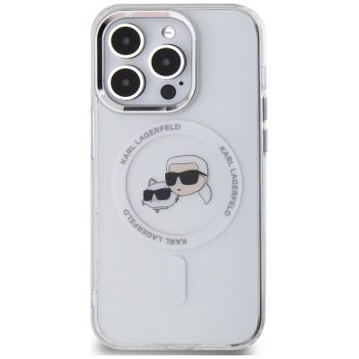 3. Etui Karl Lagerfeld IML Metal Karl & Choupette Head MagSafe na iPhone 14 Pro - białe