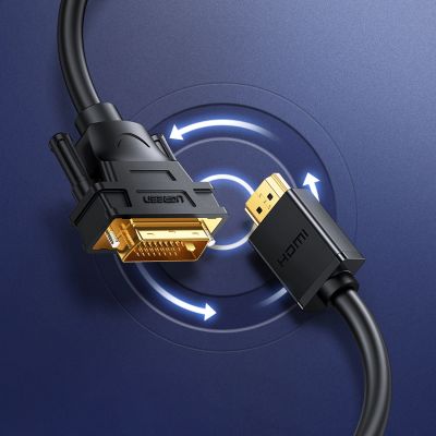 3. Ugreen dwukierunkowy kabel przewód HDMI - DVI 2m czarny (HD106)