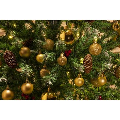 7. BOMBKA DEKORACYJNA PLASTIKOWA 6CM SET 35 SZT ZŁOTA