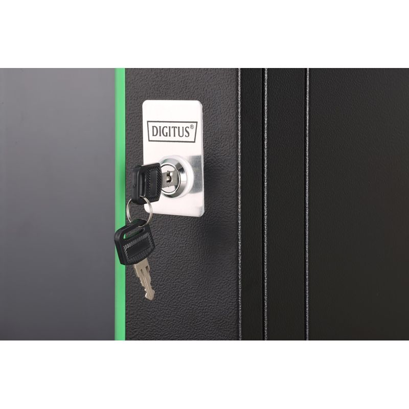 20. Szafa sieciowa wisząca DYNAmic 19" 9U rack 600x450, drzwi szyba, czarny, niedzielona, złożona, 60kg