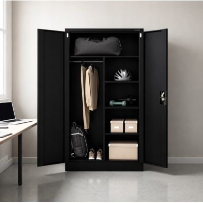 6. Iron Mate Szafa Gospodarcza Metalowa SATURN 185x90x45 Czarna RAL9005
