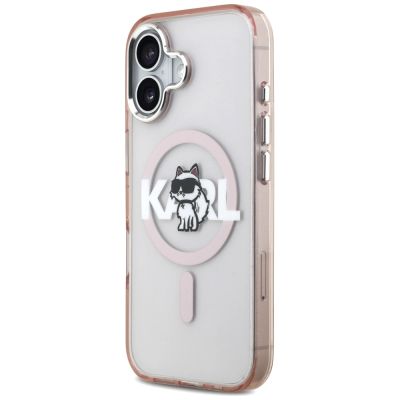 2. Etui Karl Lagerfeld IML Choupette Sketch Logo MagSafe na iPhone 17 - różowe