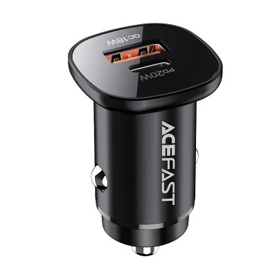 2. Acefast ładowarka samochodowa 38W USB Typ C / USB, PPS, Power Delivery, Quick Charge 3.0, AFC, FCP czarny (B1 black)