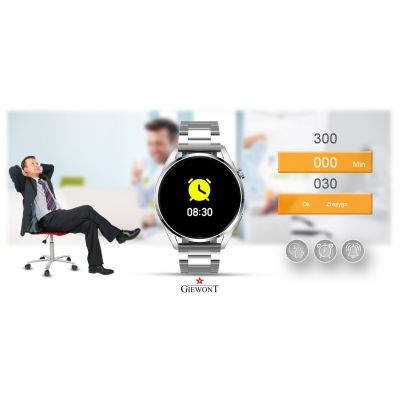 10. Smartwatch GIEWONT Vertex SmartCall GW450-4 Silver/Carbon Silikon